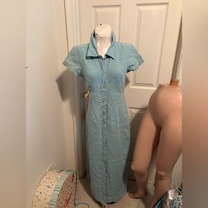 TSD Elegant mint XS  Button-Down Dress $115 100% hemp